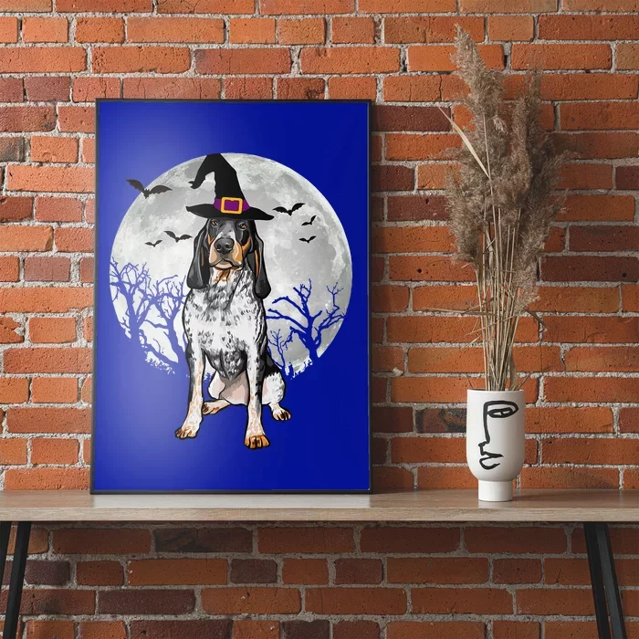 Scary Bluetick Coonhound Dog Witch Hat Halloween Poster