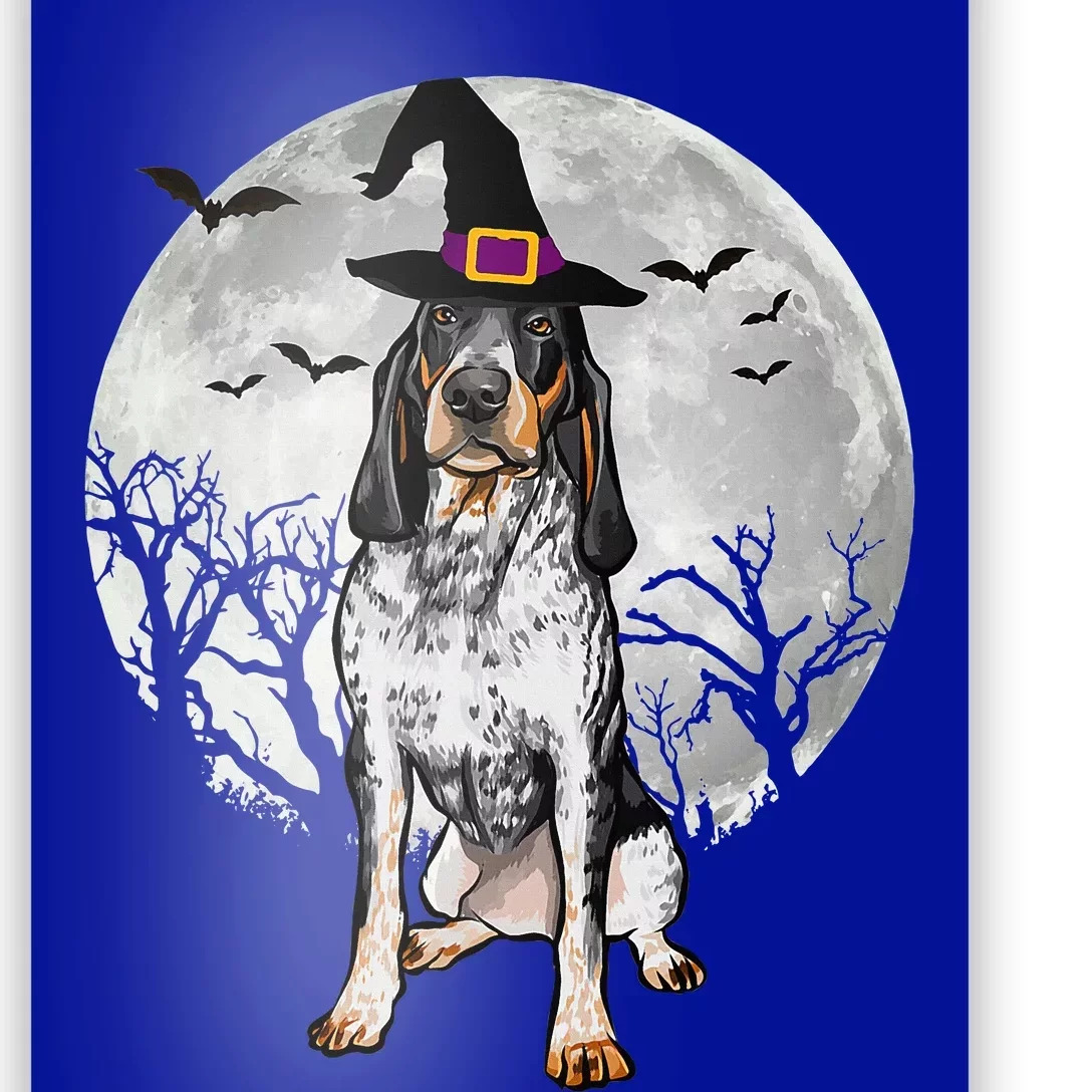 Scary Bluetick Coonhound Dog Witch Hat Halloween Poster