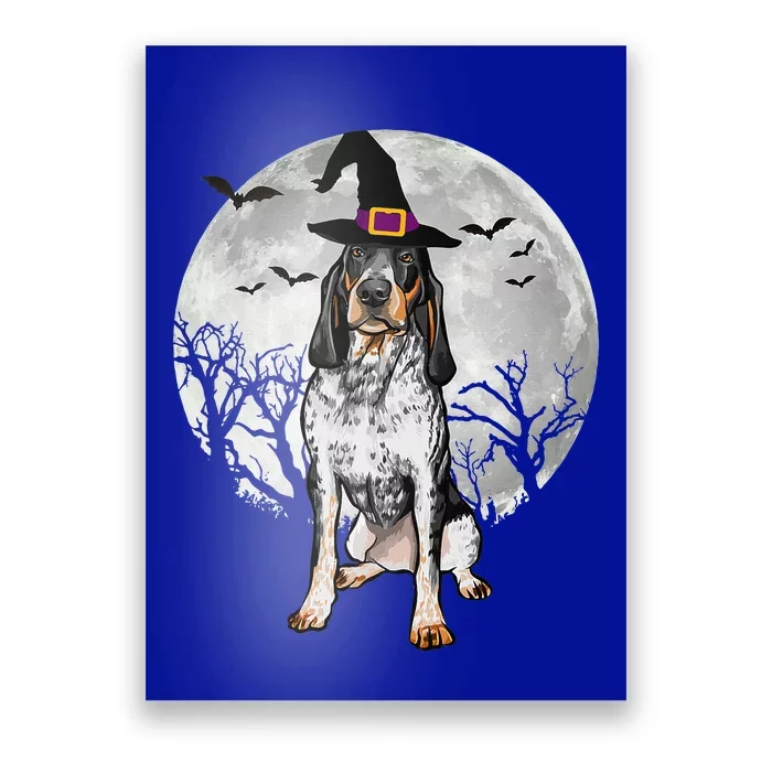 Scary Bluetick Coonhound Dog Witch Hat Halloween Poster