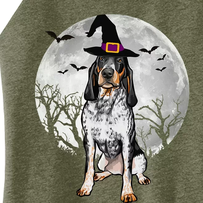 Scary Bluetick Coonhound Dog Witch Hat Halloween Women’s Perfect Tri Rocker Tank