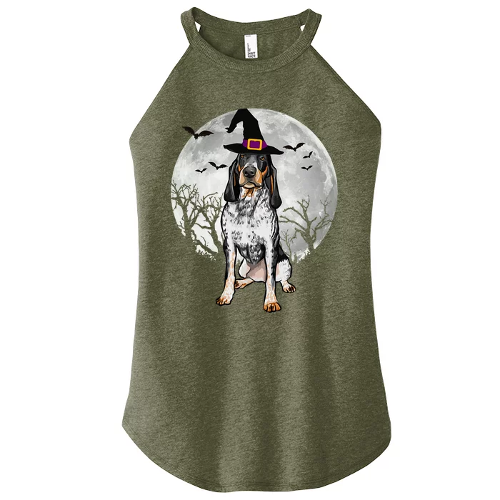 Scary Bluetick Coonhound Dog Witch Hat Halloween Women’s Perfect Tri Rocker Tank