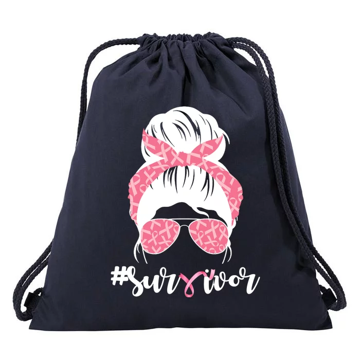 Survivor Breast Cancer Girl Drawstring Bag