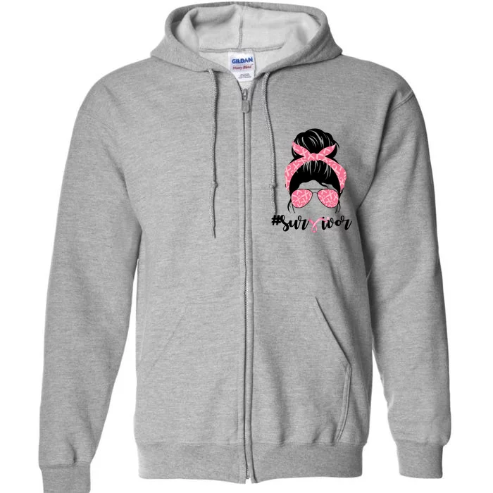 Survivor Breast Cancer Girl Full Zip Hoodie