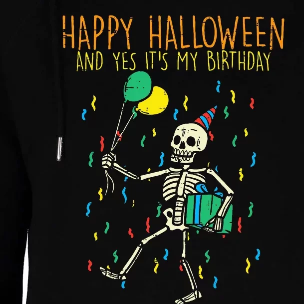 Spooky Birthday Celebration with Skeleton Design Womens Funnel Neck Pullover Hood