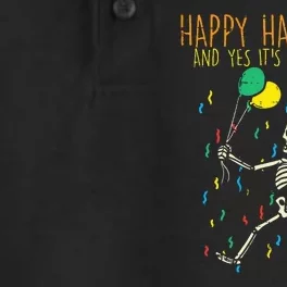 Spooky Birthday Celebration with Skeleton Design Dry Zone Grid Performance Polo