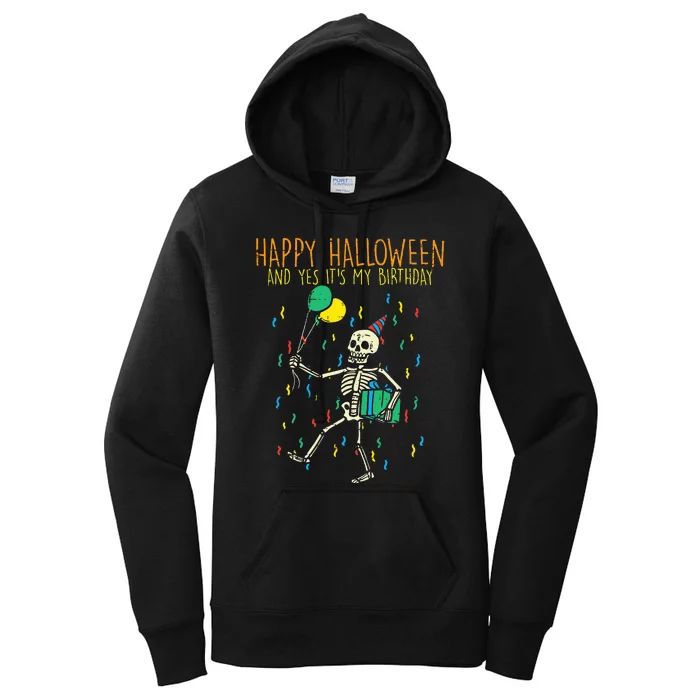 Spooky Birthday Celebration with Skeleton Design Women's Pullover Hoodie