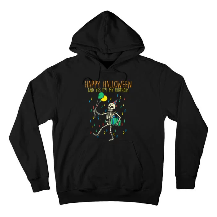 Spooky Birthday Celebration with Skeleton Design Tall Hoodie