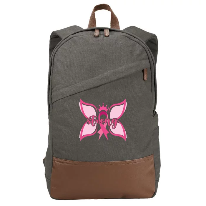 Strong Breast Cancer Awareness Butterfly Cotton Canvas Backpack