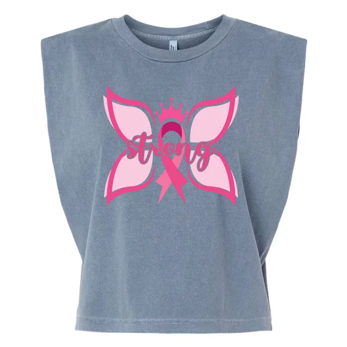 Strong Breast Cancer Awareness Butterfly Garment-Dyed Women's Muscle Tee