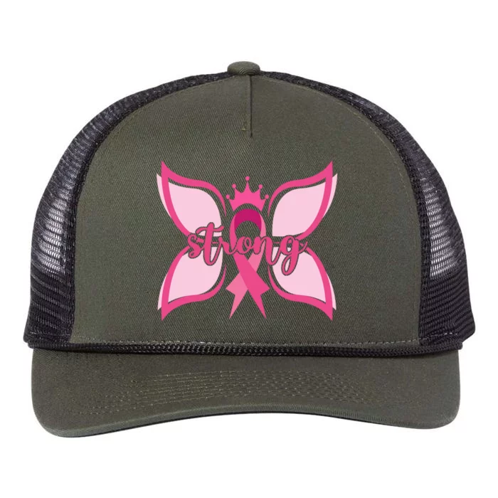 Strong Breast Cancer Awareness Butterfly Retro Rope Trucker Hat Cap