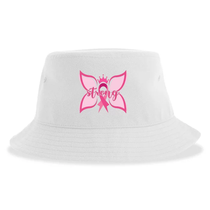 Strong Breast Cancer Awareness Butterfly Sustainable Bucket Hat