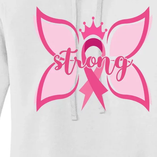 Strong Breast Cancer Awareness Butterfly Women's Pullover Hoodie