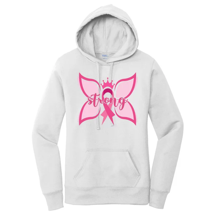 Strong Breast Cancer Awareness Butterfly Women's Pullover Hoodie