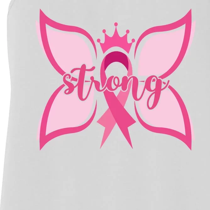 Strong Breast Cancer Awareness Butterfly Women's Racerback Tank