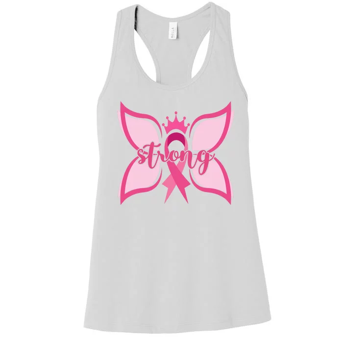 Strong Breast Cancer Awareness Butterfly Women's Racerback Tank