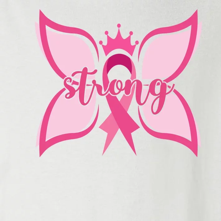 Strong Breast Cancer Awareness Butterfly Toddler Long Sleeve Shirt