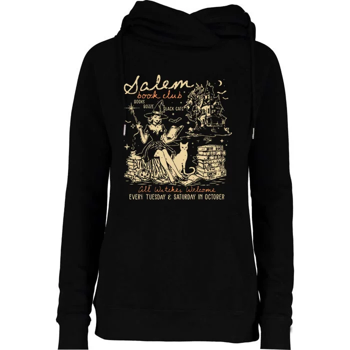 Salem Book Club Funny Bookish Halloween Spooky Reading Book Womens Funnel Neck Pullover Hood