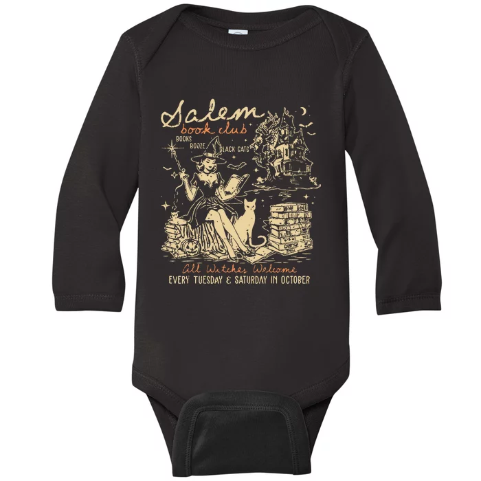 Salem Book Club Funny Bookish Halloween Spooky Reading Book Baby Long Sleeve Bodysuit