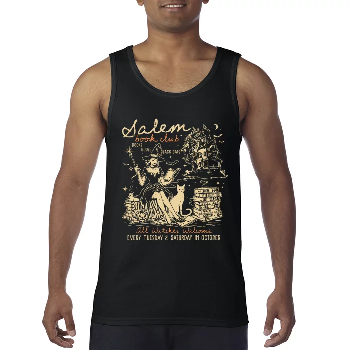 Salem Book Club Funny Bookish Halloween Spooky Reading Book Tank Top