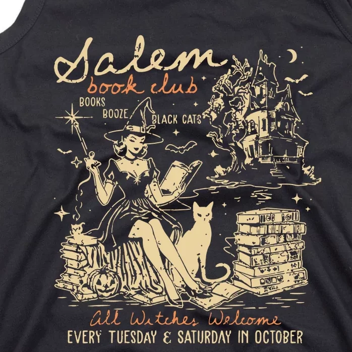 Salem Book Club Funny Bookish Halloween Spooky Reading Book Tank Top