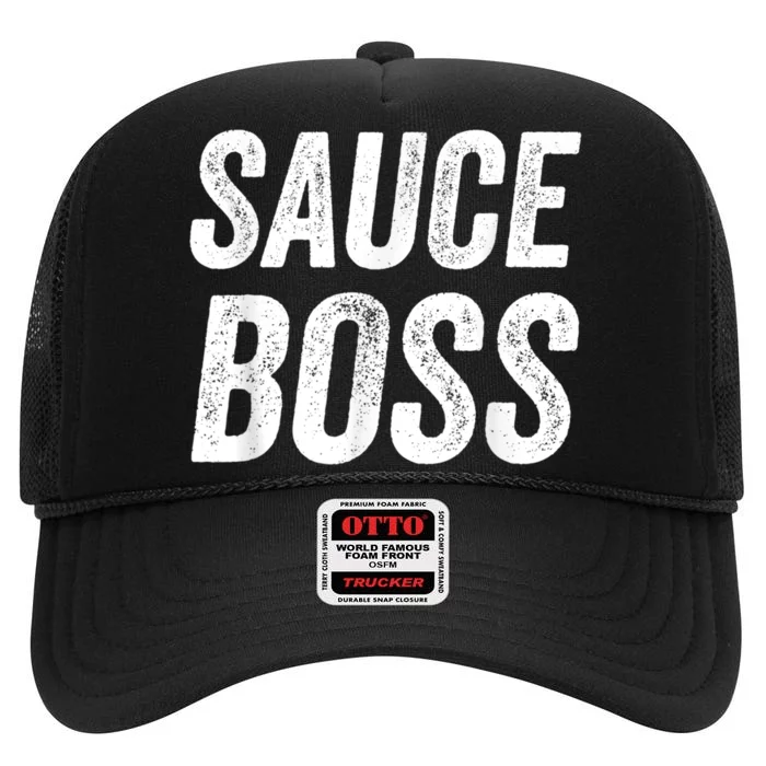 Sauce Boss Chef BBQ Cook Food Humorousa High Crown Mesh Trucker Hat