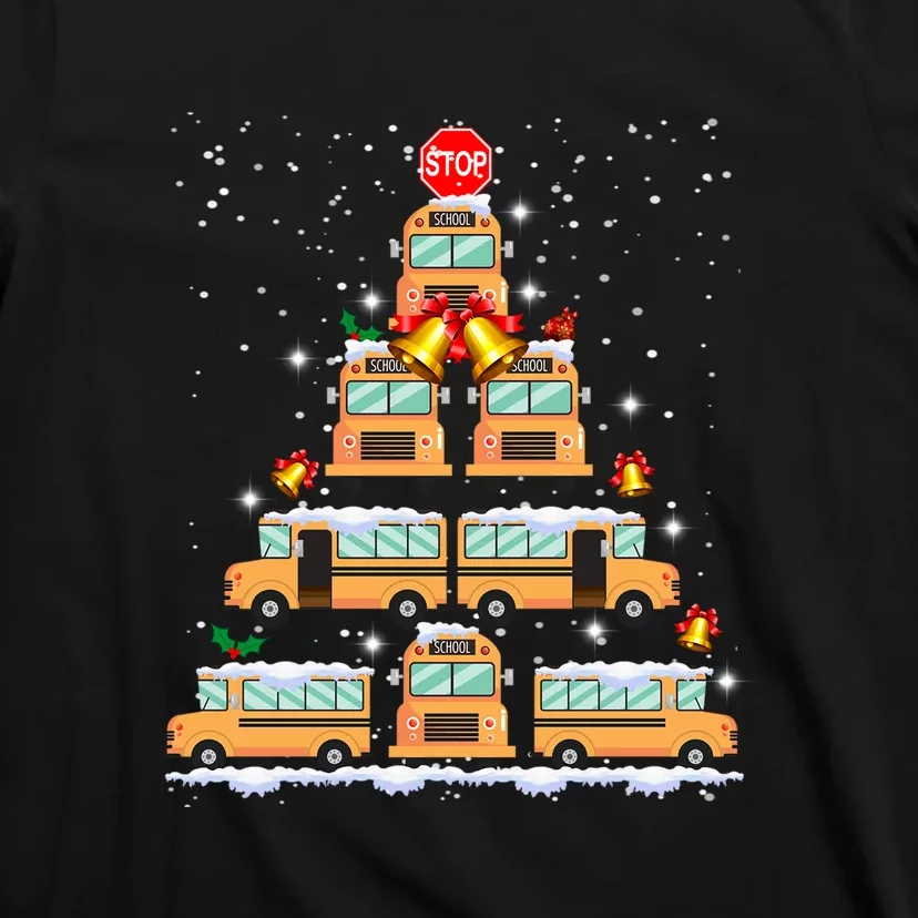 School Bus Christmas Tree Light For School Bus Driver T-Shirt