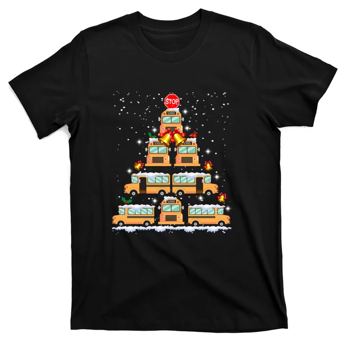 School Bus Christmas Tree Light For School Bus Driver T-Shirt