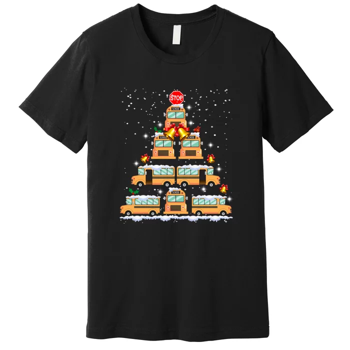 School Bus Christmas Tree Light For School Bus Driver Premium T-Shirt