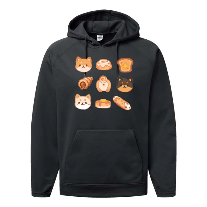 Shiba Buns Cute Cats Performance Fleece Hoodie