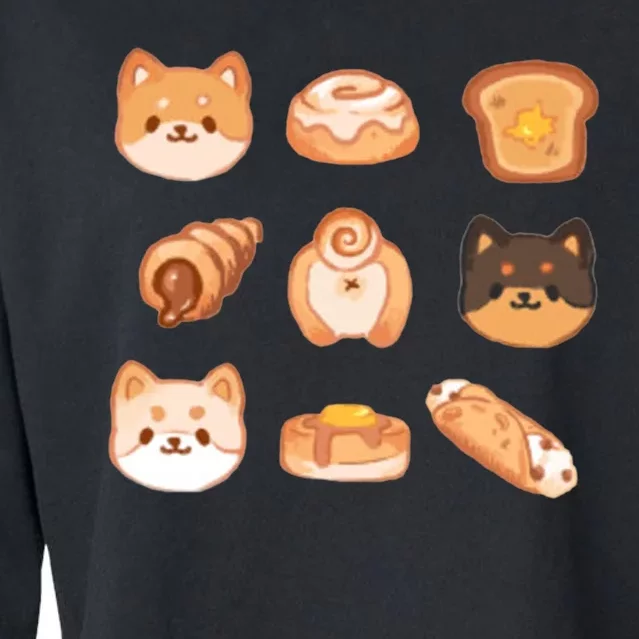 Shiba Buns Cute Cats Cropped Pullover Crew