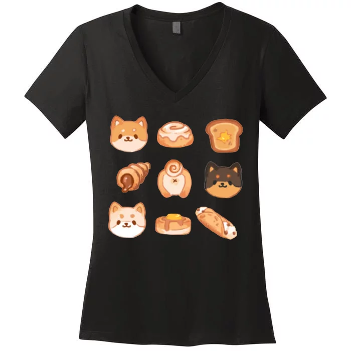 Shiba Buns Cute Cats Women's V-Neck T-Shirt