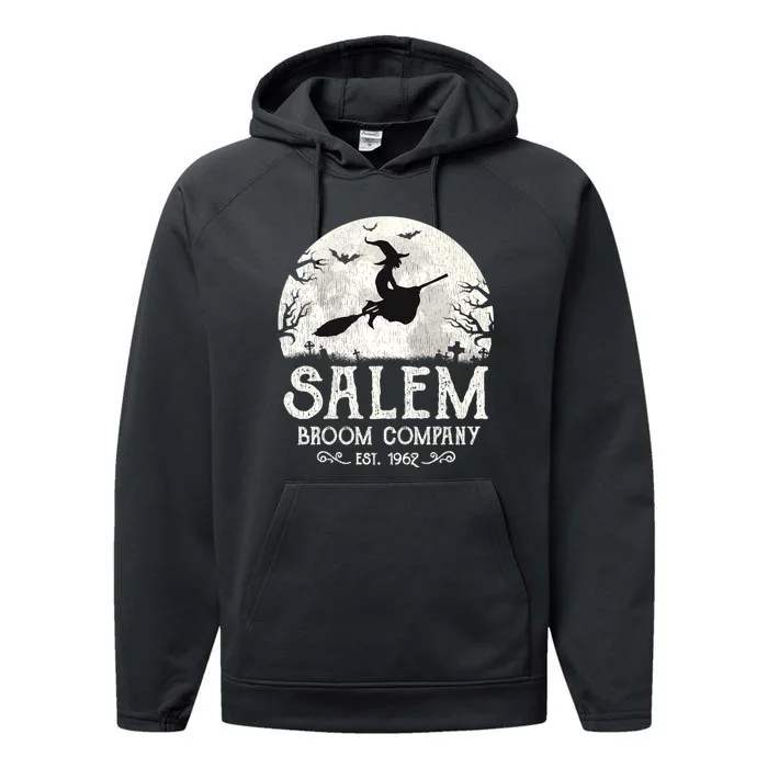 Salem Broom Company Shirts Grunge Halloween Womens Witch Performance Fleece Hoodie