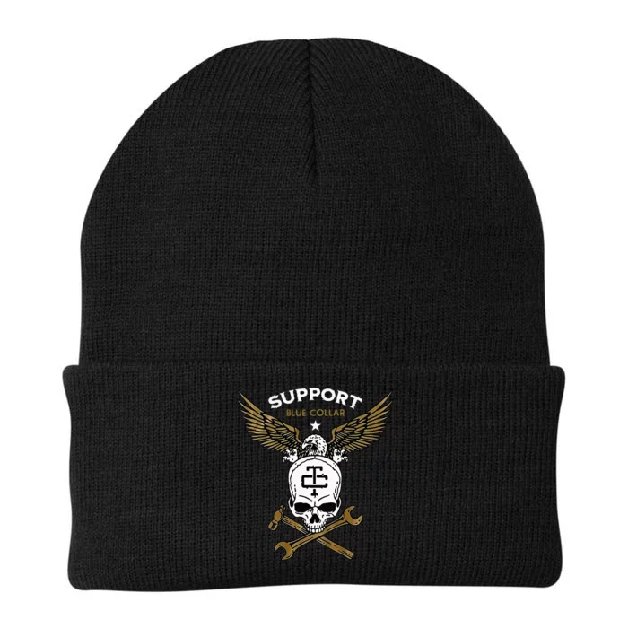 Support Blue Collar Knit Cap Winter Beanie