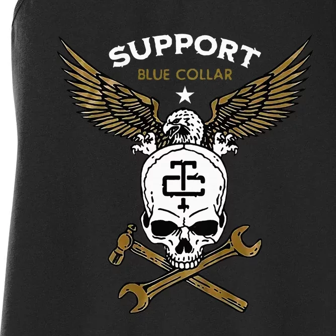 Support Blue Collar Women's Racerback Tank