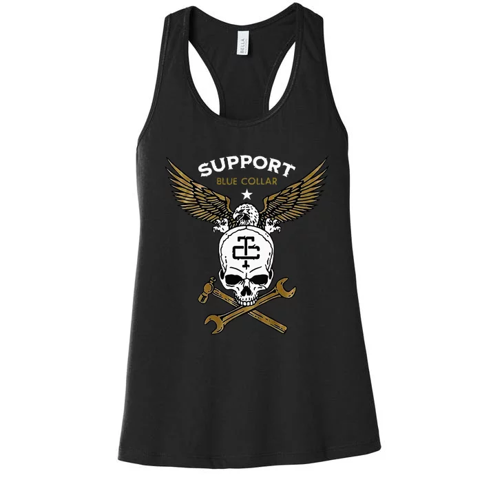 Support Blue Collar Women's Racerback Tank