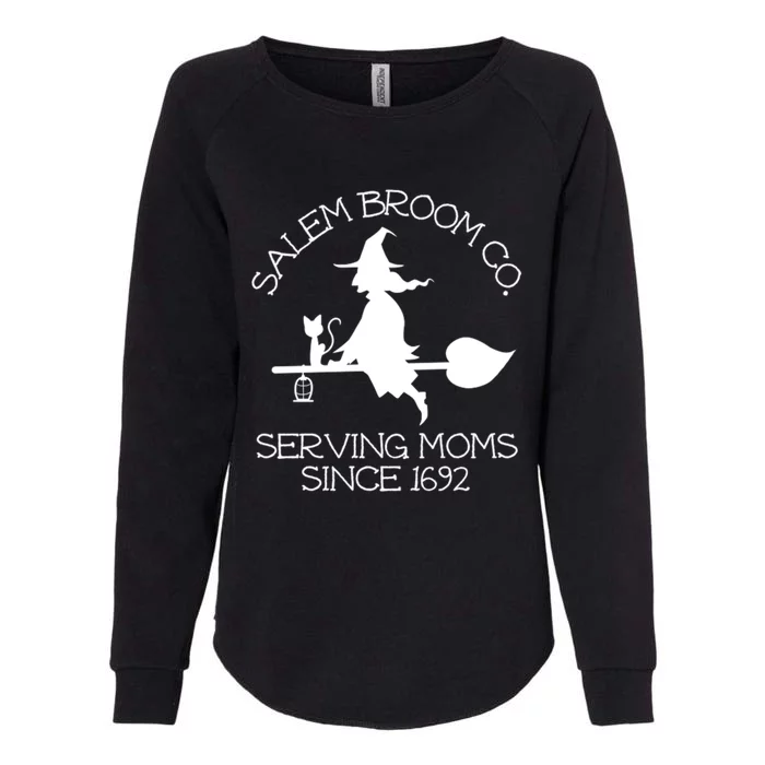 Salem Broom Co Serving Moms Since 1692 Halloween Witch Gift Womens California Wash Sweatshirt