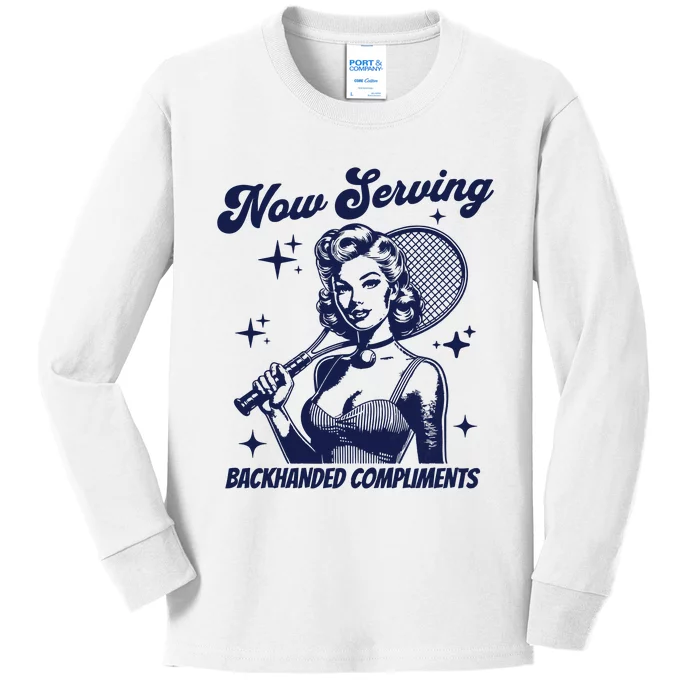 Serving Backhanded Compliments Retro Graphic Kids Long Sleeve Shirt