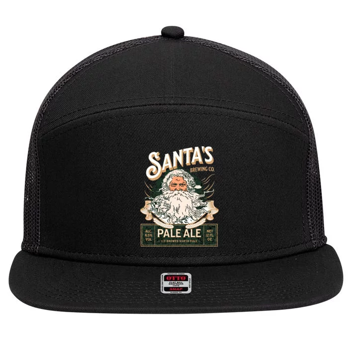 SantaS Brewing Company Pale Ale Fun Christmas Beer Drinking 7 Panel Mesh Trucker Snapback Hat