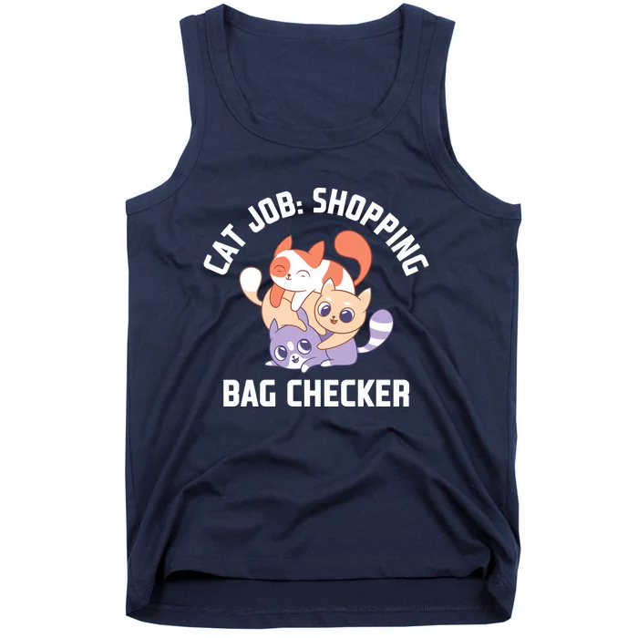 Shopping Bag Checker Cat Mom Funny Cat Dad Humor Cat Lover Premium Tank Top