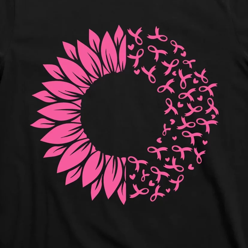 Sunflower Breast Cancer Awareness Month Ribbon T-Shirt