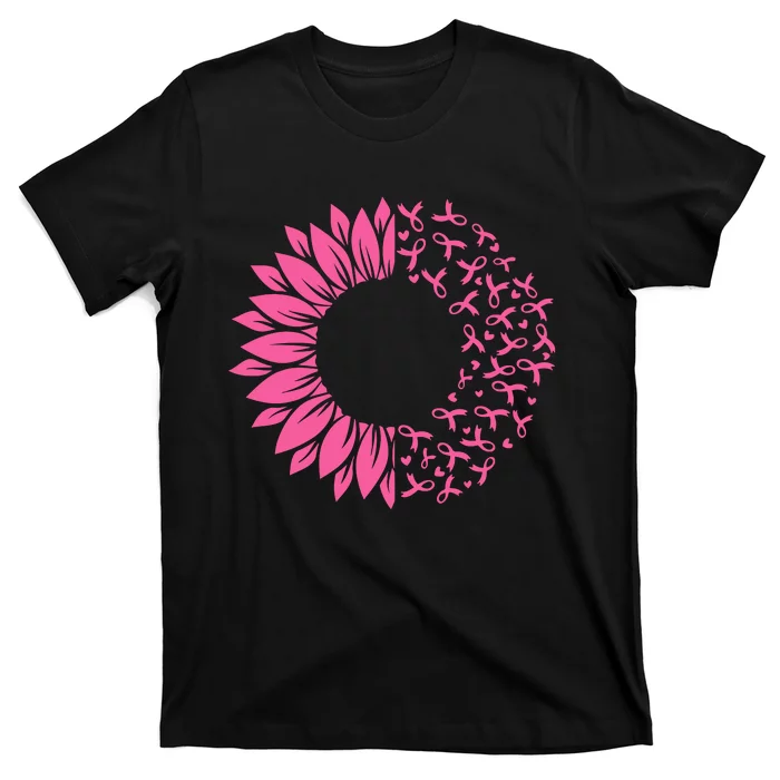 Sunflower Breast Cancer Awareness Month Ribbon T-Shirt