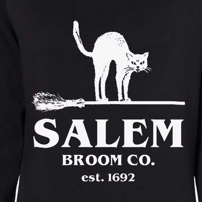 Salem Broom Co Company Halloween Black Cat Witch And Broom Womens California Wash Sweatshirt