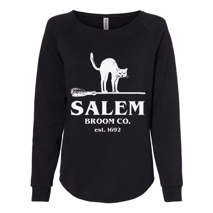 Salem Broom Co Company Halloween Black Cat Witch And Broom Womens California Wash Sweatshirt