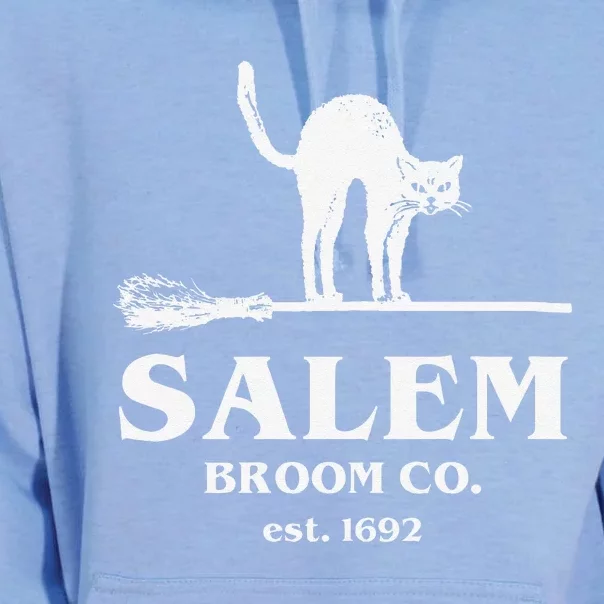 Salem Broom Co Company Halloween Black Cat Witch And Broom Unisex Surf Hoodie