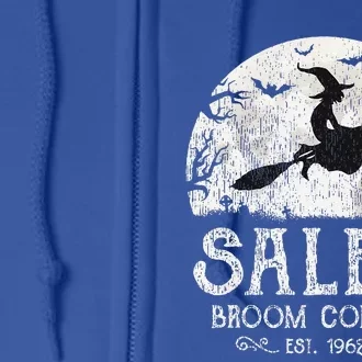 Salem Broom Company Grunge Halloween Funnys Witch Full Zip Hoodie