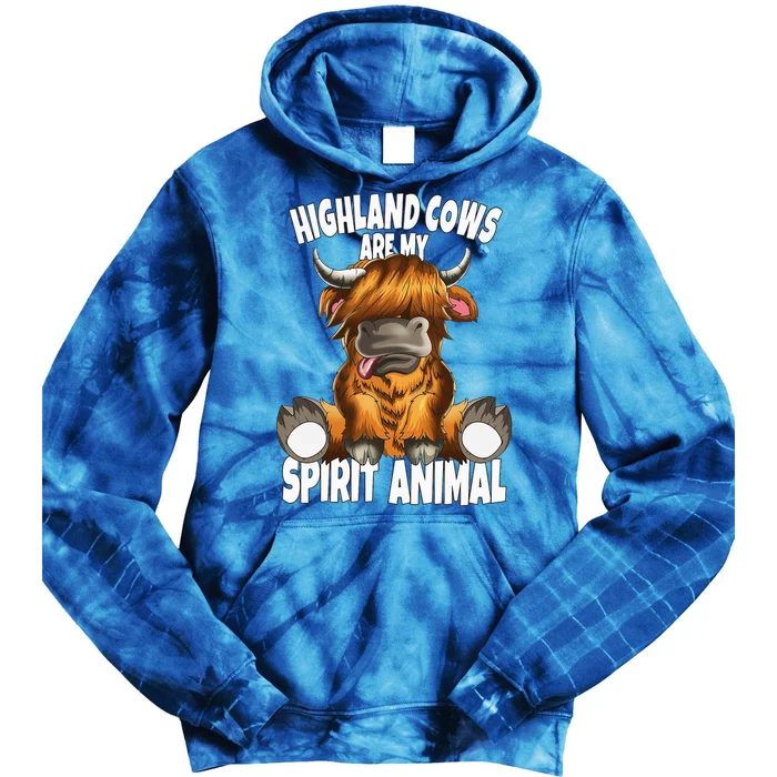 Scottish Beef Cow Highland Cows Are My Spirit Animal Tie Dye Hoodie