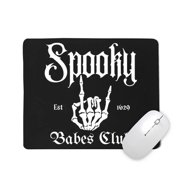 Spooky Babes Club Funny Vintage Skeleton Halloween Mousepad