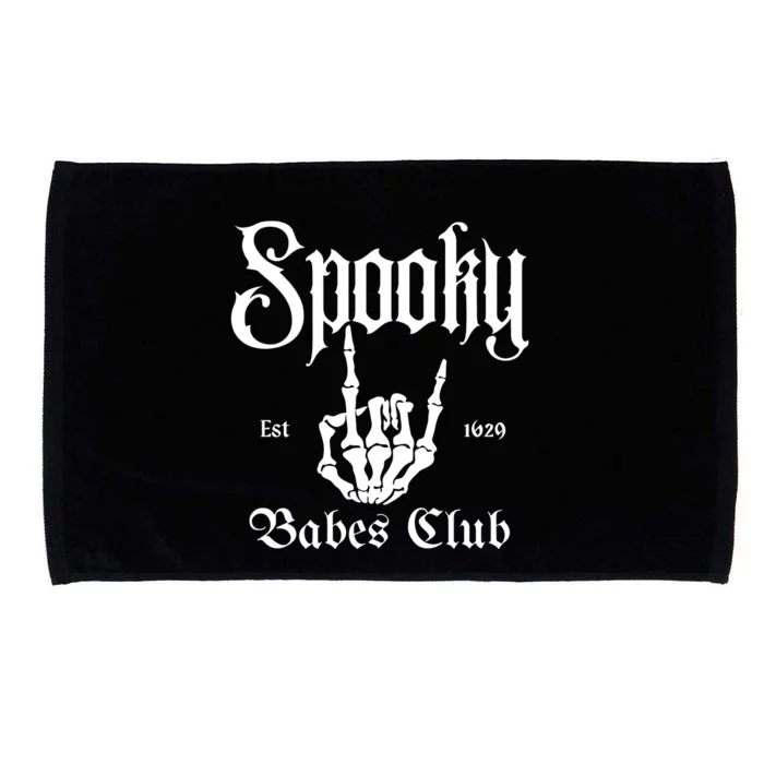 Spooky Babes Club Funny Vintage Skeleton Halloween Microfiber Hand Towel