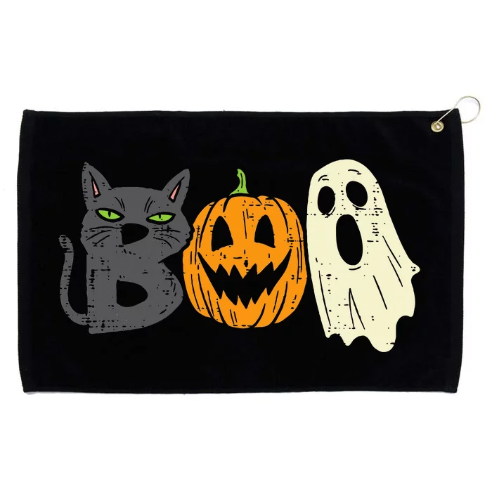 Spooky Black Cat Pumpkin Funny Halloween Decor Grommeted Golf Towel