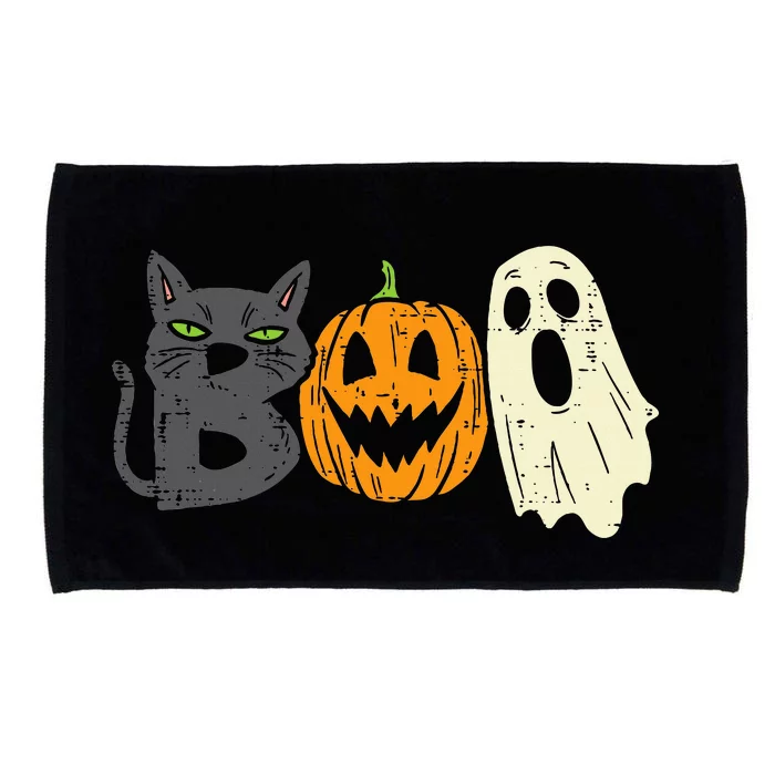 Spooky Black Cat Pumpkin Funny Halloween Decor Microfiber Hand Towel